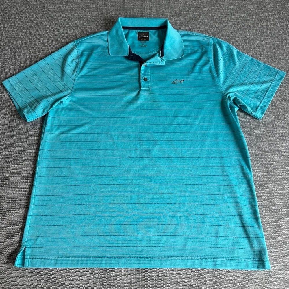 Greg Norman Play Dry blue striped polo shirt men's size XL
